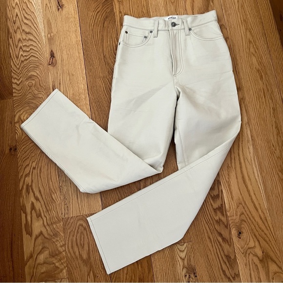 AGOLDE JEANS 24 RECYCLED LEATHER BLD POWDER IVORY STRAIGHT LEG CHIC PINCH WAIST - Picture 7 of 12